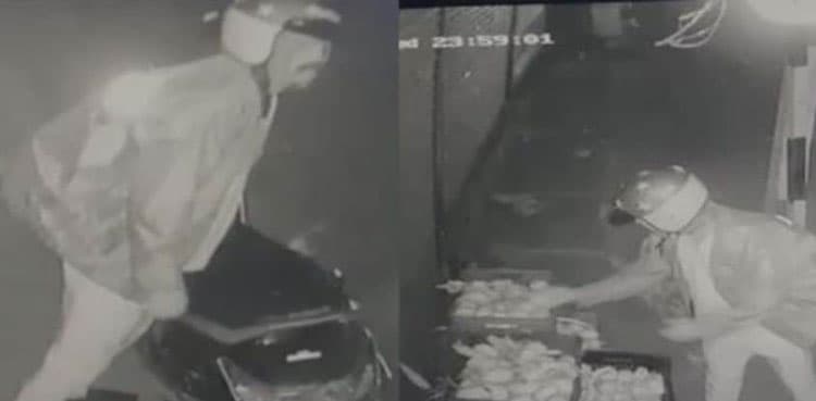 Caught on camera: Police officer steals mangoes from shop