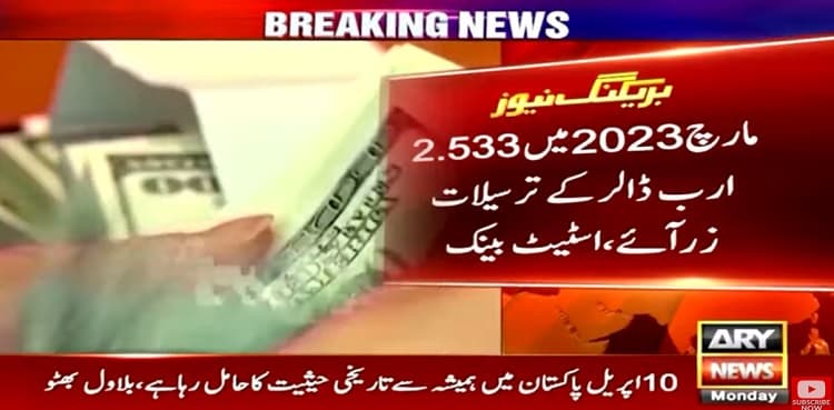 Pakistan’s remittances up27.4% to $2.53bn in March