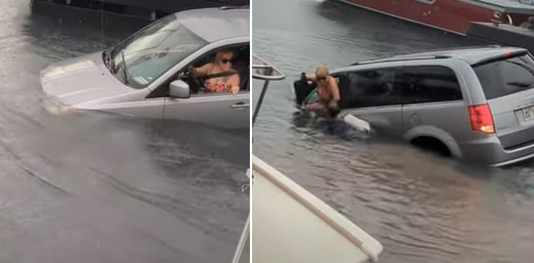 Video: Woman drives car with GPS directions, lands into sea