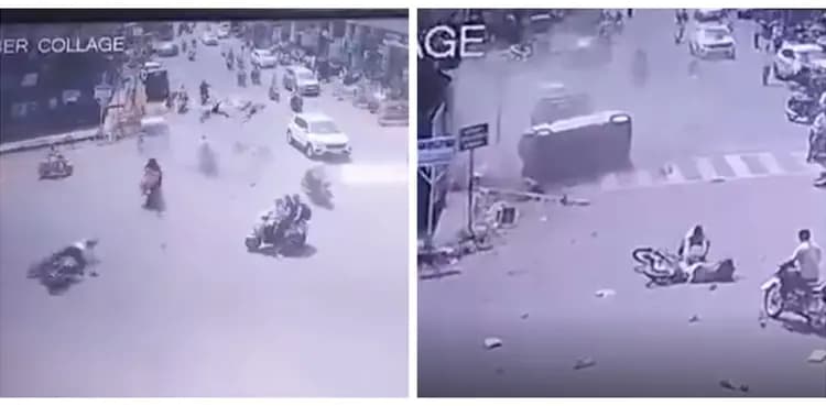 Caught On Cam: Overspeeding car hits multiple bikes, three killed