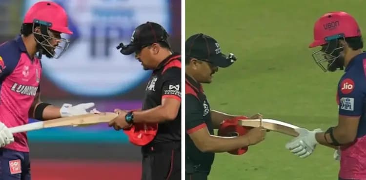 WATCH: Riyan Parag argues with umpire during bat gauge test