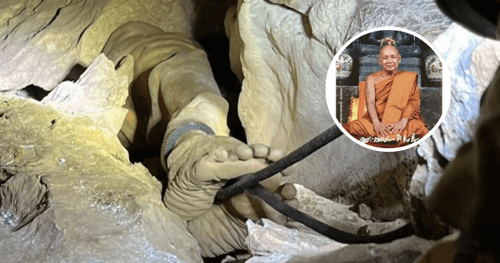Buddhist monk rescued after four days stuck in 'rock crevice'
