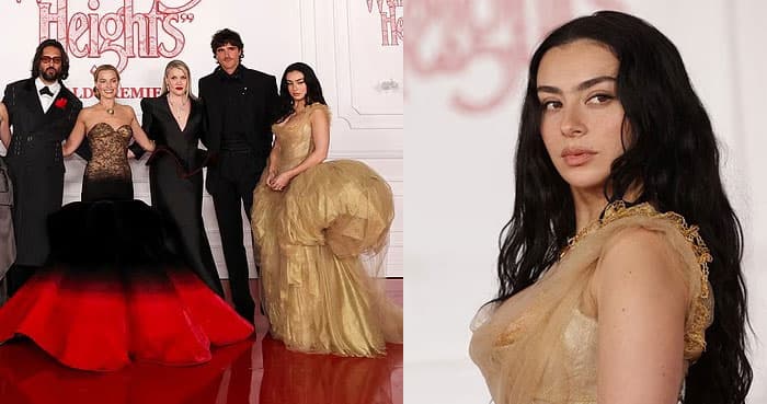 Charli XCX stuns in dramatic corseted dress at Wuthering Heights premiere