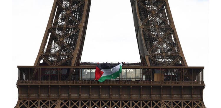 France arrests 6 over Palestinian flag on Eiffel Tower