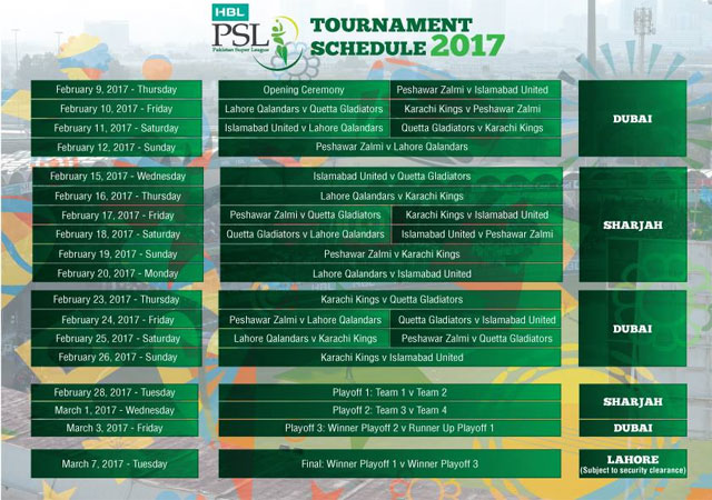 PSL-schedule