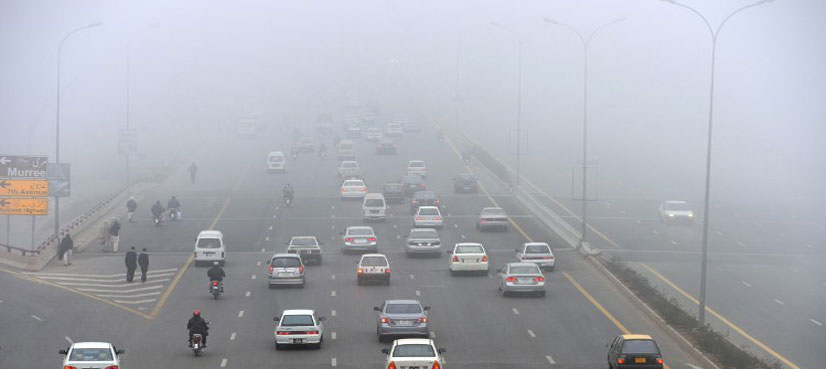 Lahore, motorway closed, traffic, dense smog