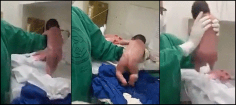 baby walking after birth viral video