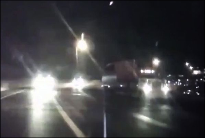 WATCH: 'UFO' spotted moments before truck topples in motorway crash