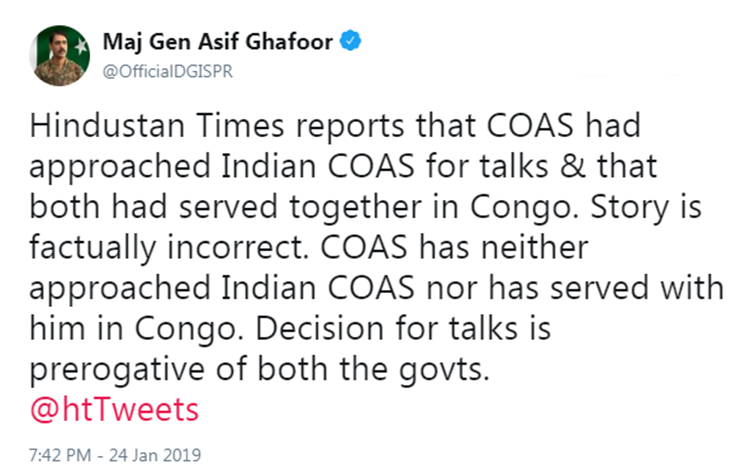 Asif Ghafoor, DG ISPR, Hindustan Times,