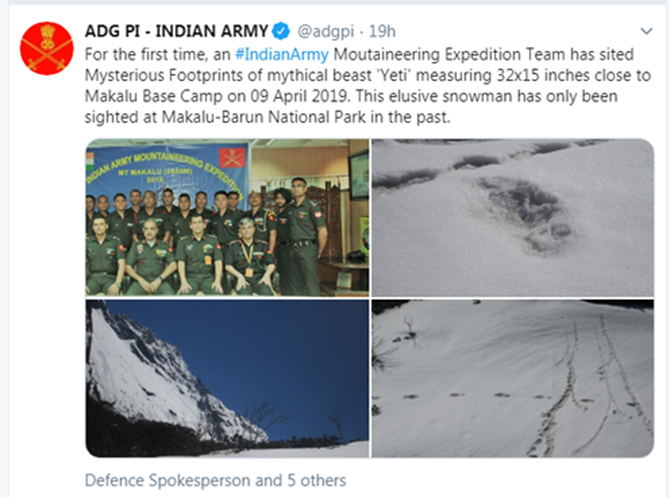 Indian Army Yeti footprint