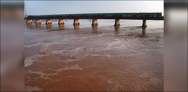 Sutlej River, high flood, India releases water