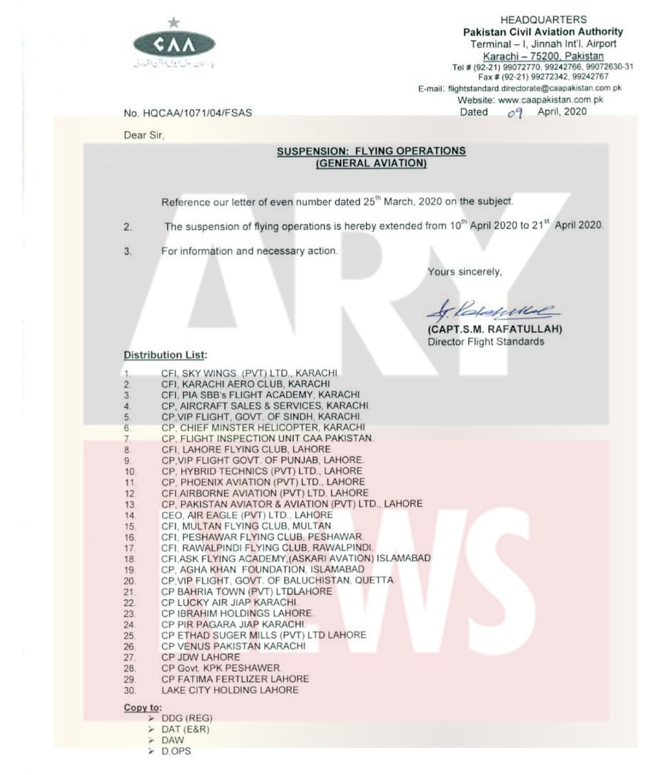 CAA closure flight operations coronavirus