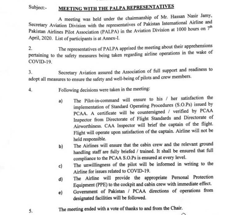 PIA PALPA agreement coroanvirus 