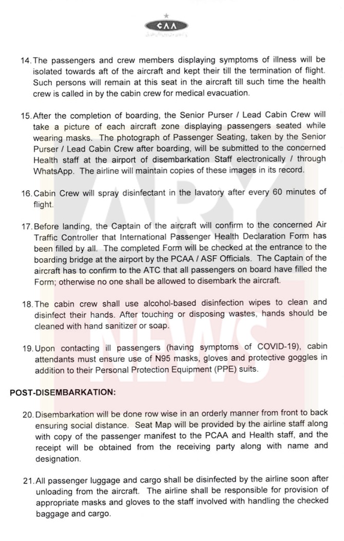 CAA advisory international flight operation