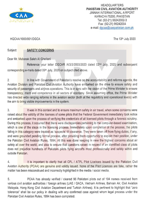 CAA PACA Oman pilots licences