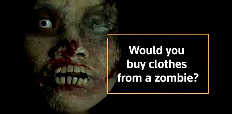 Thai woman dresses up as zombie to sell clothes