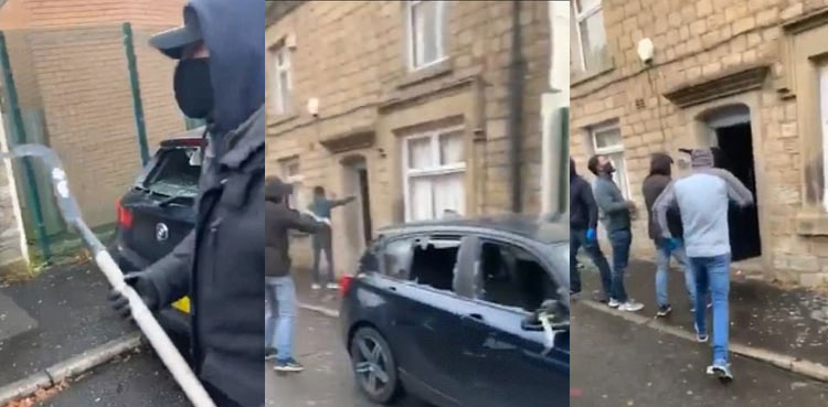 masked-gang smash house, car