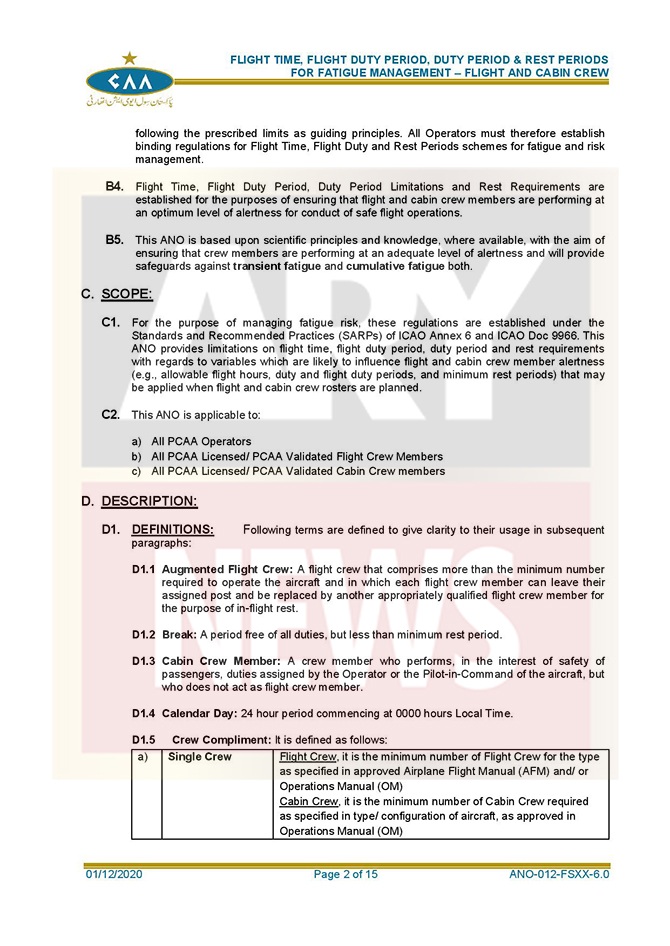 air navigation order caa pilots cabin crew fatigue management