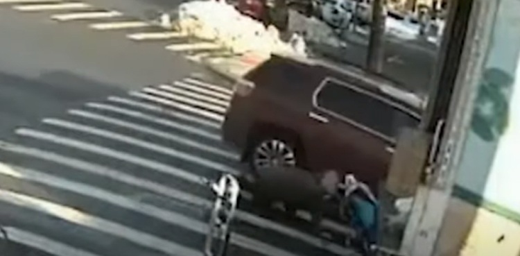 hit and run driver woman child in stroller footage