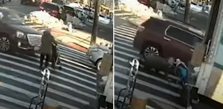 hit and run driver woman child in stroller footage