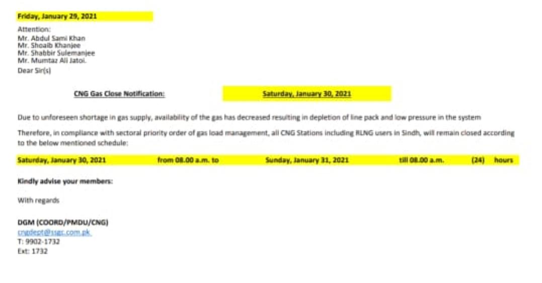 CNG notification