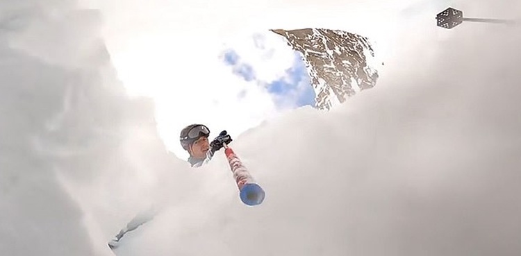 terrifying video skier buried under snow mountain crevasse