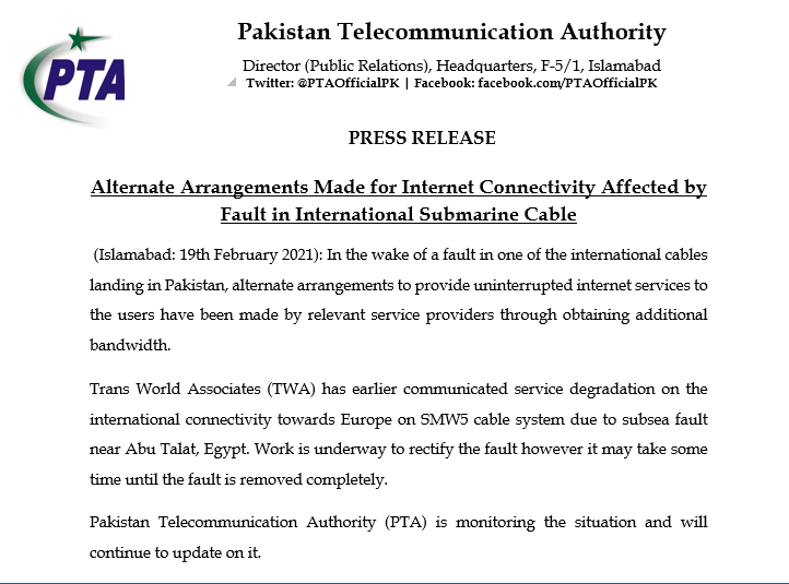 PTA press release internet