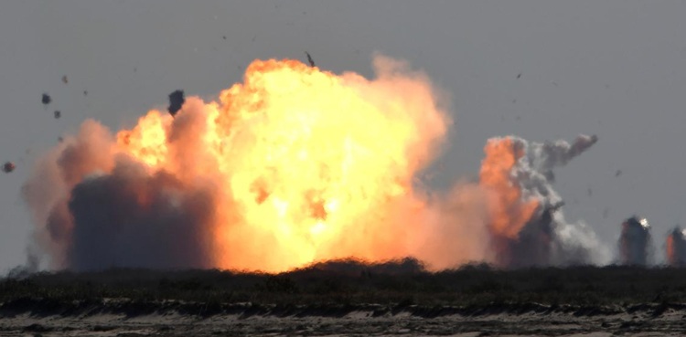 spacex starship prototype rocket explodes landing test launch