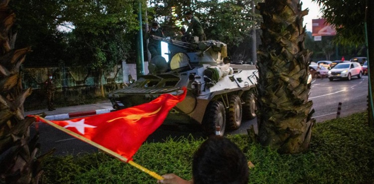 armoured vehicles myanmar mass protests military coup