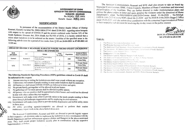 micro-smart lockdown localities karachi keamari coronavirus