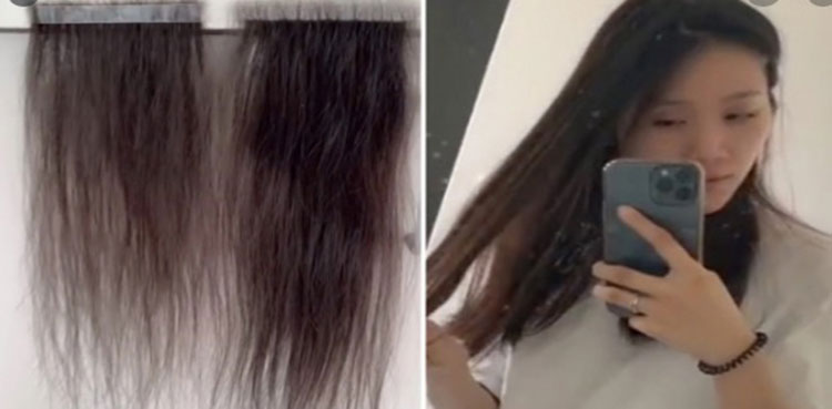 Woman spends a year collecting fallen hairs – then makes extensions out of it