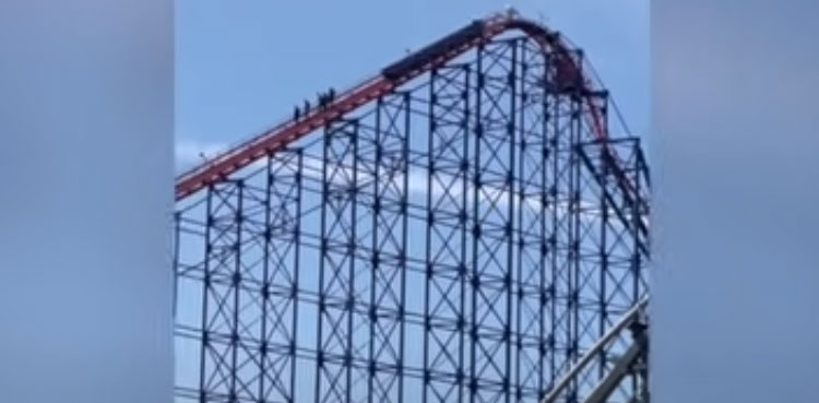 Horrific video Rollercoaster ride breaks down mid air in UK