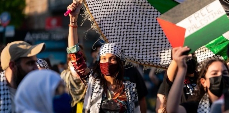 Supermodel Bella Hadid attends pro-Palestine rally in New York