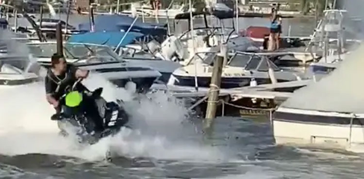 firefighter boat fire jet ski viral video