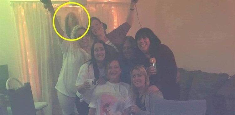 ghost, ghostly figure, woman, group photo