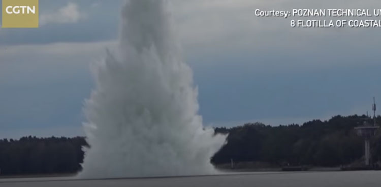 viral video wwii bomb explosion underwater poland