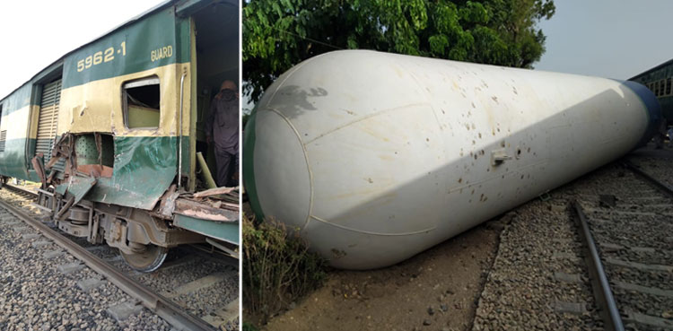 Three bogies derailed after passenger train collides with tanker