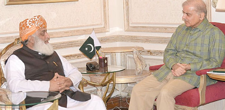 NA scuffle: Fazlur Rehman visits Shehbaz Sharif to express solidarity