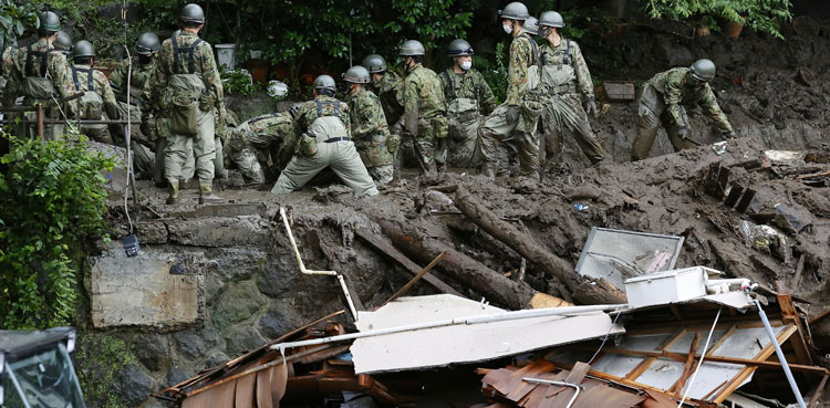 mudslide japan atami heavy rain houses viral video