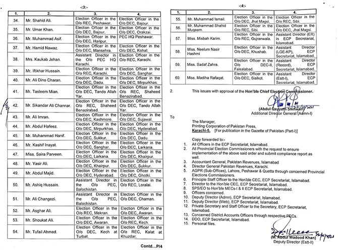 ecp transfer deputation officers