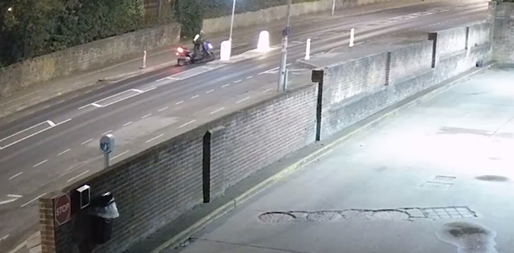 fake motorbike crash motorcyclist teenager emergency services cctv footage