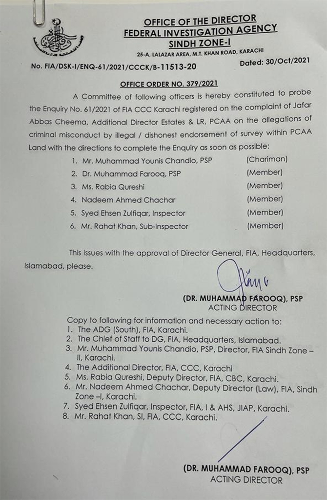 fia probe committee land occupation pcaa