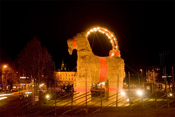 yule goat torched tradition sweden