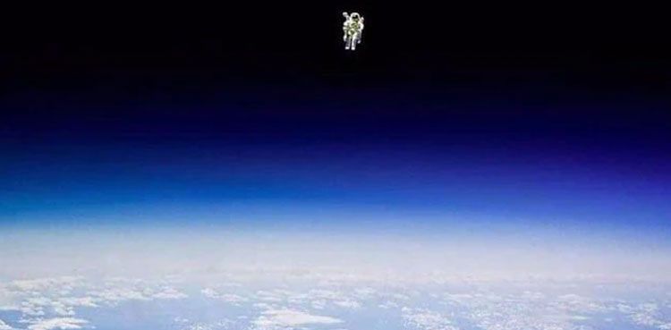 astronaut floating above earth viral photo untethered spacewalk bruce mccandless ii fact-check