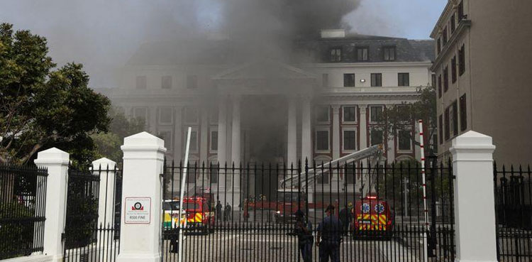 suspect arrest south african parliament fire