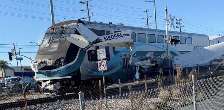 Plane hit by train