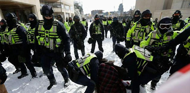 Canada police, trucks, Ottawa protests