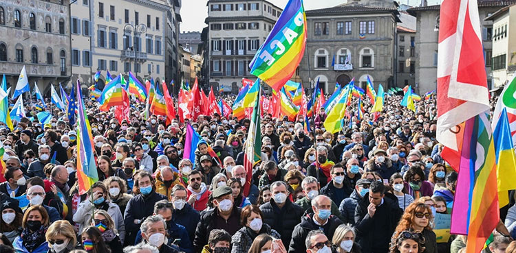 Florence protest, Volodymyr Zelensky, Ukraine conflict