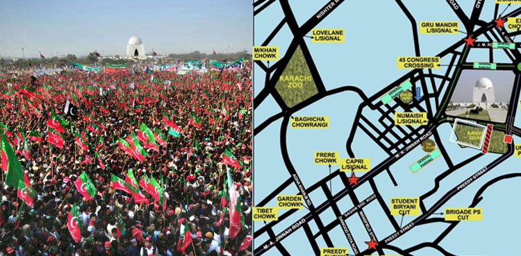 Traffic plan announced for PTI Karachi rally