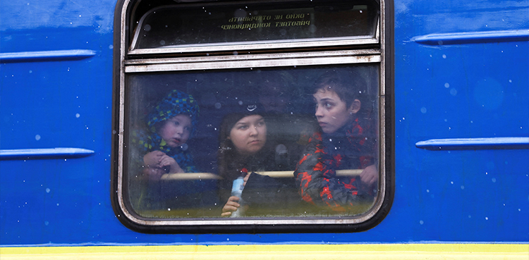 Evacuation trains, Russian strikes, Ukraine